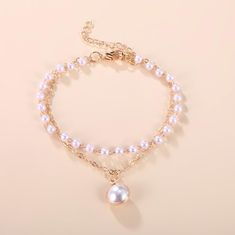 LustreLoom Pearl Bracelet – Double-Layer Elegance in Gold