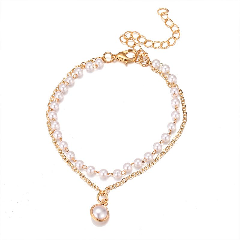 LustreLoom Pearl Bracelet – Double-Layer Elegance in Gold