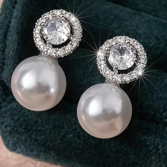 Moonveil Spark Earrings – Silver-Plated Elegance with Zirconia Glow