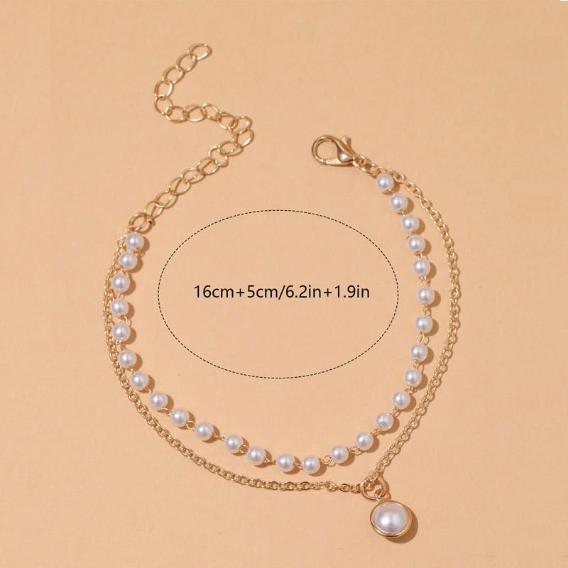 LustreLoom Pearl Bracelet – Double-Layer Elegance in Gold