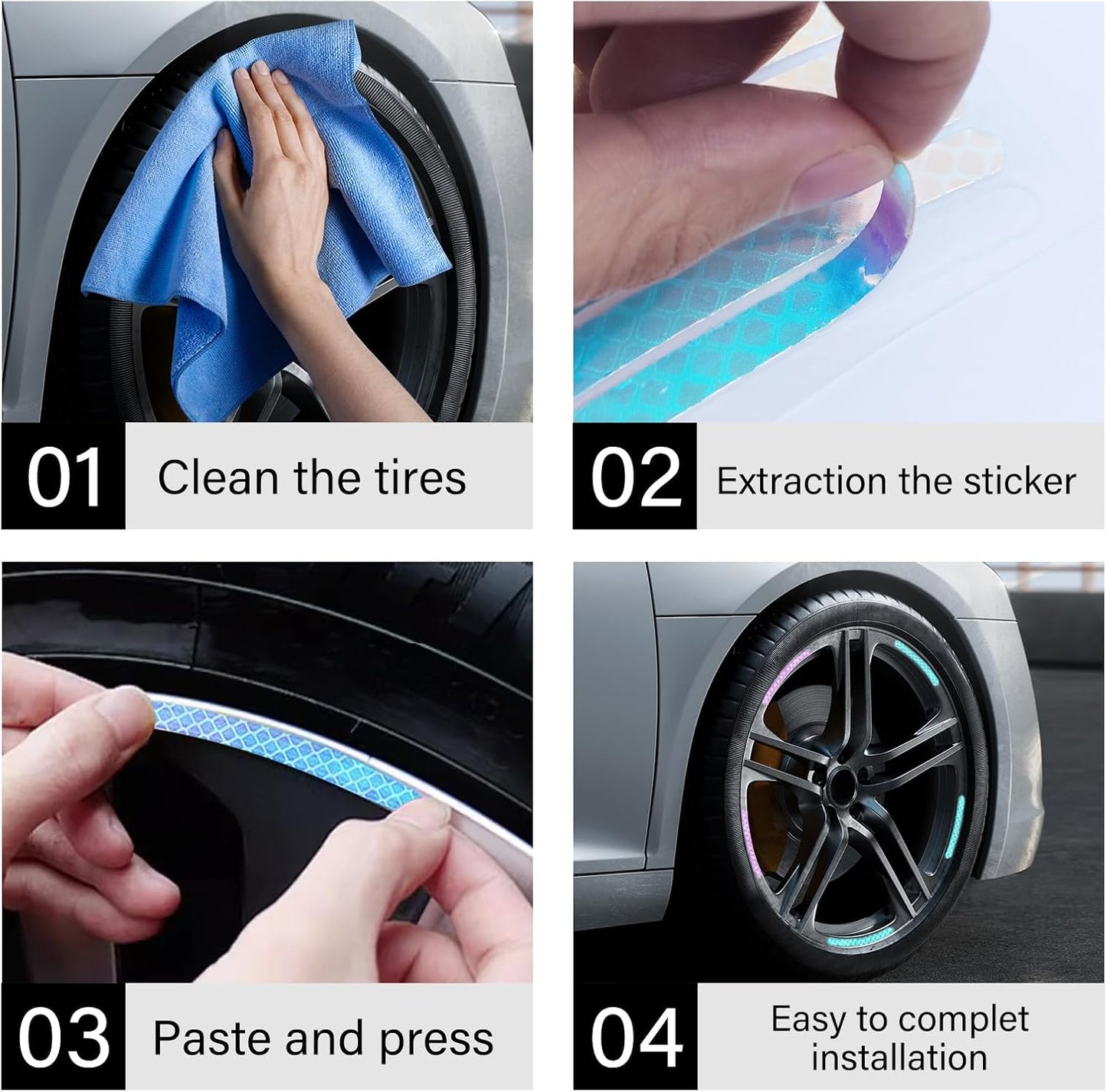 20PCS Reflective Wheel Rim Stickers – High-Visibility Safety Decals for Cars & Bikes