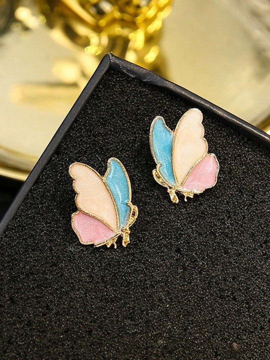 FlutterGlow Multicolor Butterfly Earrings – Playful Elegance in Every Hue