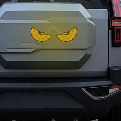 Glow Beast Eyes – Reflective Monster Sticker for Cars & Bikes (Yellow)