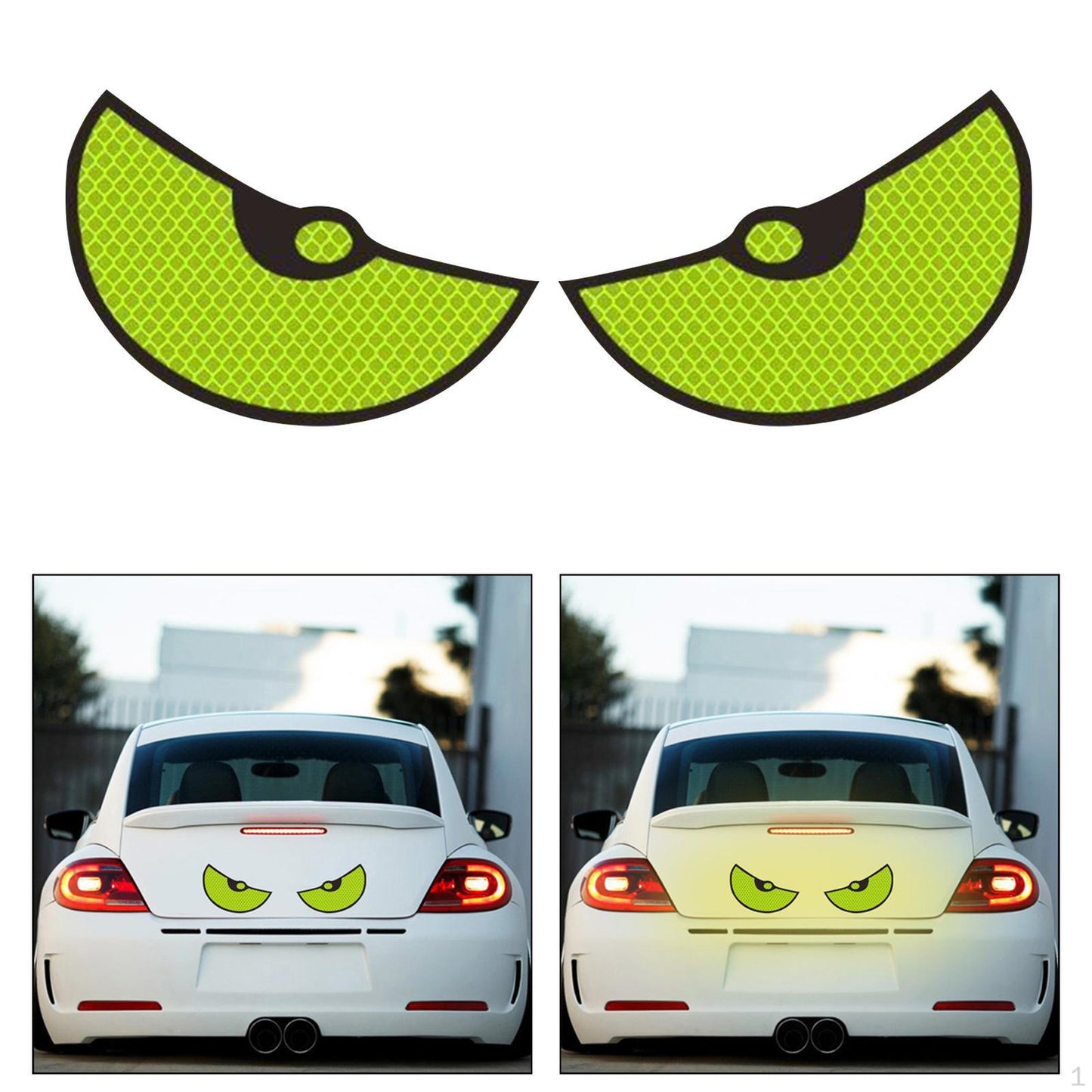Glow Beast Eyes – Reflective Monster Sticker for Cars & Bikes (Yellow)