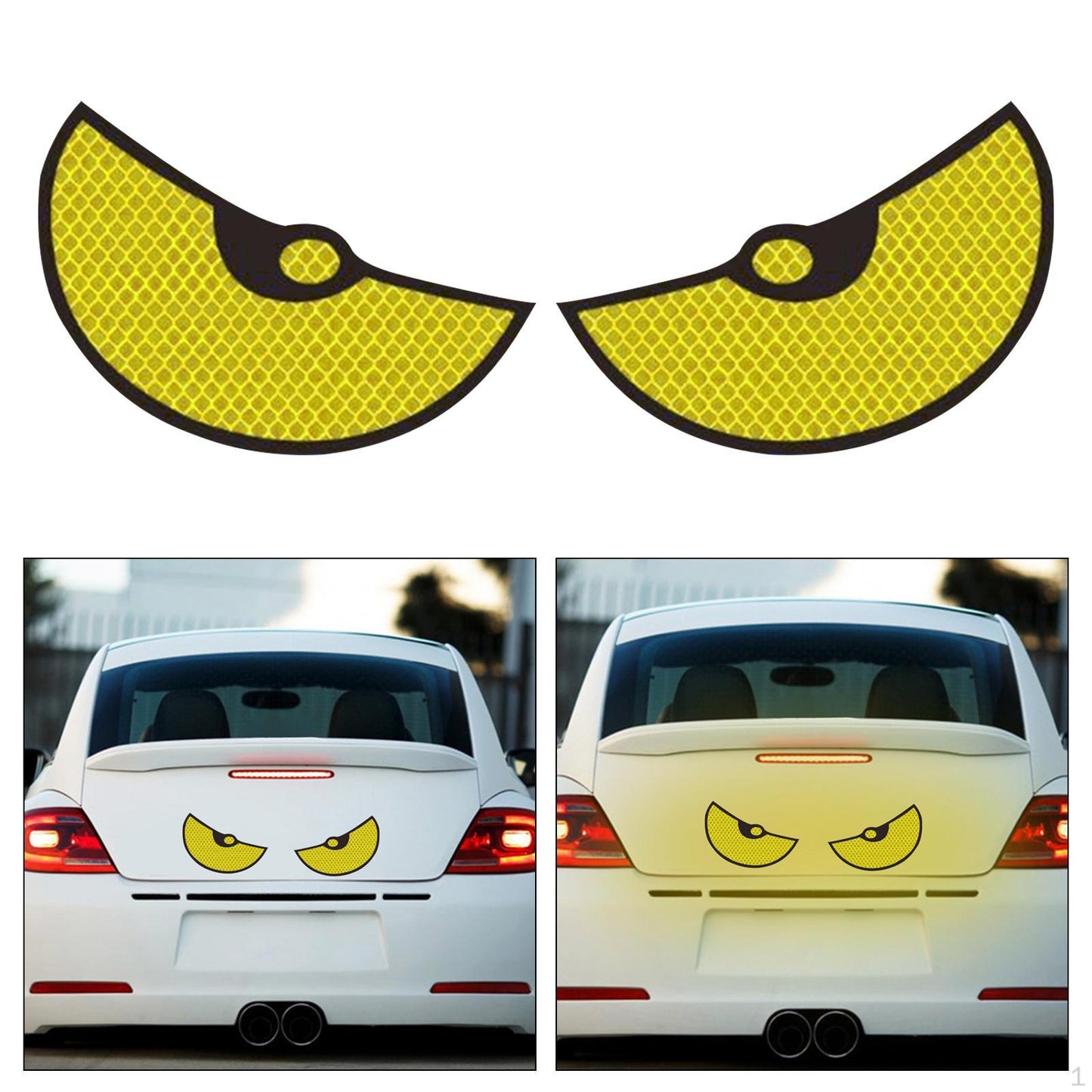 Glow Beast Eyes – Reflective Monster Sticker for Cars & Bikes (Yellow)