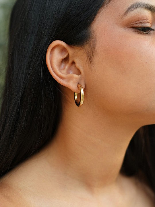 Ankara Luxe Tube Hoops – Korean-Inspired Gold-Plated Statement Earrings