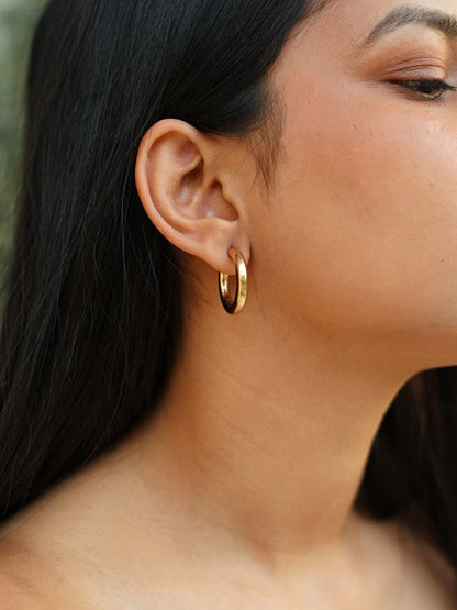 Ankara Luxe Tube Hoops – Korean-Inspired Gold-Plated Statement Earrings