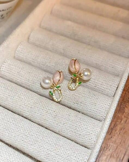 Floral Stud Earrings – Gold-Plated Grace in Bloom