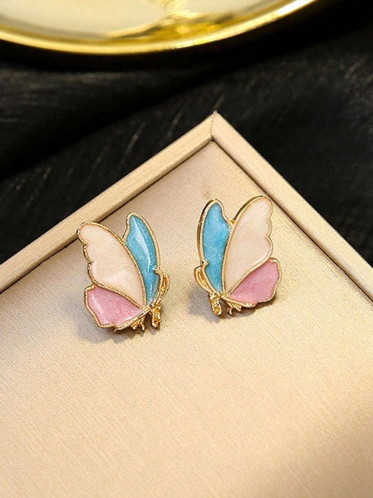 FlutterGlow Multicolor Butterfly Earrings – Playful Elegance in Every Hue
