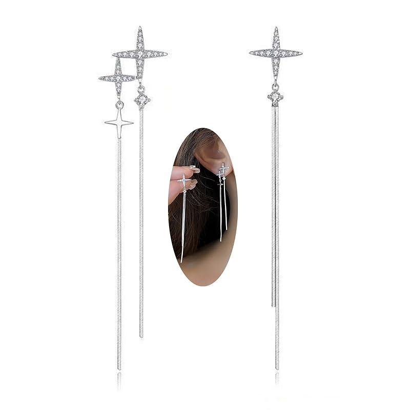 Starveil Asymmetrical Earrings – Boho Chains with Crystal Constellation