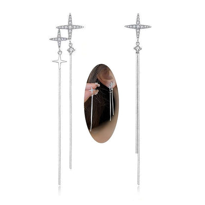 Starveil Asymmetrical Earrings – Boho Chains with Crystal Constellation