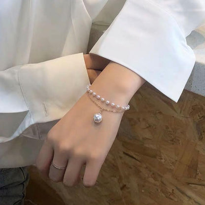 LustreLoom Pearl Bracelet – Double-Layer Elegance in Gold