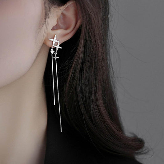 Starveil Asymmetrical Earrings – Boho Chains with Crystal Constellation