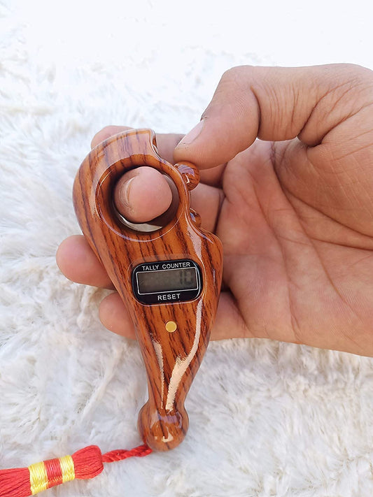Premium Wooden-Style Digital Finger Tally Counter – Elegant Focus at Your Fingertips