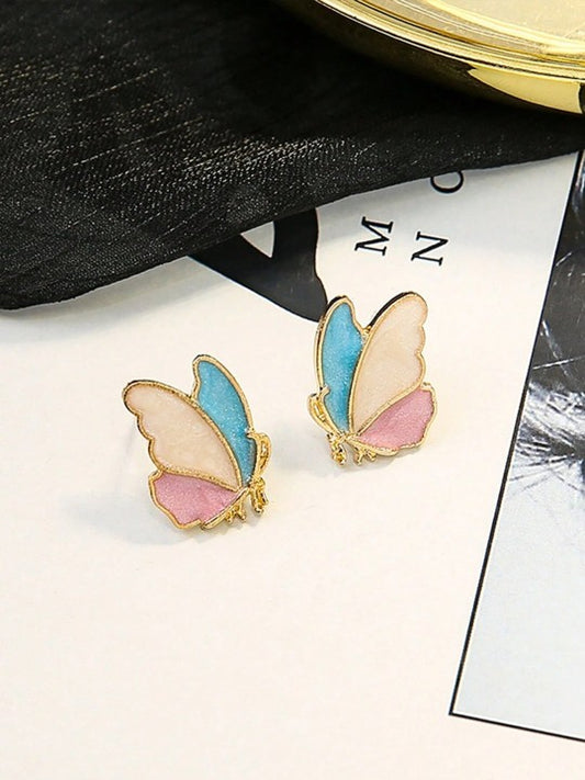 FlutterGlow Multicolor Butterfly Earrings – Playful Elegance in Every Hue