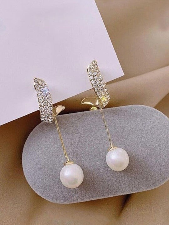Lunaria Wing Tassel Earrings – Korean Pearl Drops with Celestial Grace