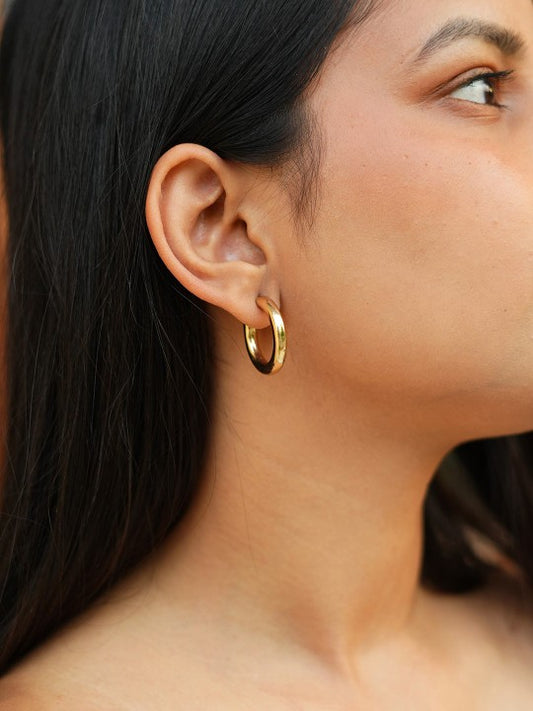 Ankara Luxe Tube Hoops – Korean-Inspired Gold-Plated Statement Earrings