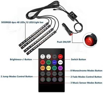Glow On the Go – Multicolor Car LED Kit with Remote & Sound Sync