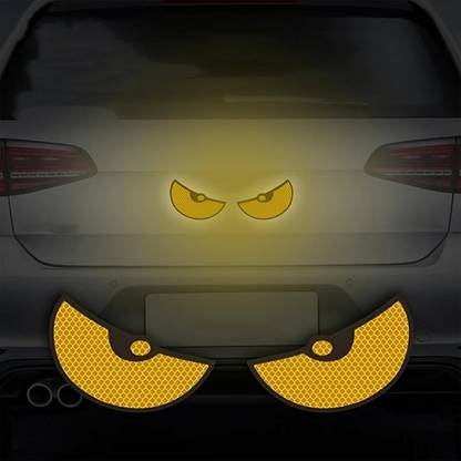Glow Beast Eyes – Reflective Monster Sticker for Cars & Bikes (Yellow)